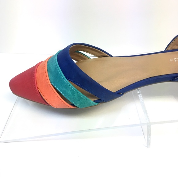 Last Pair! Color Block Slingback Flats Faux Suede - Picture 4 of 6